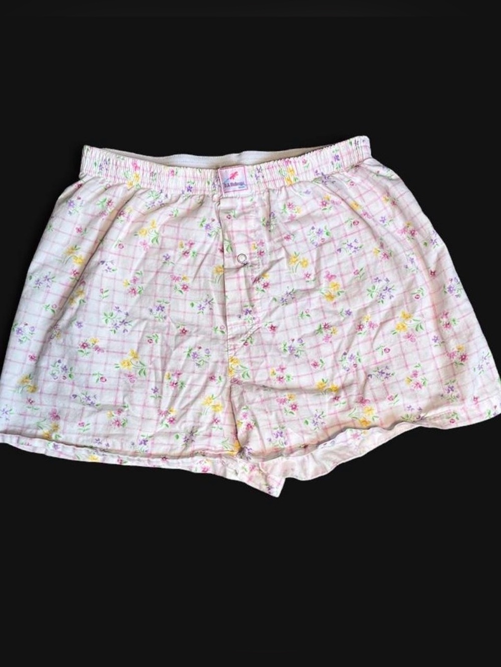 Vintage Light Pink Floral Cotton Women’s Shorts